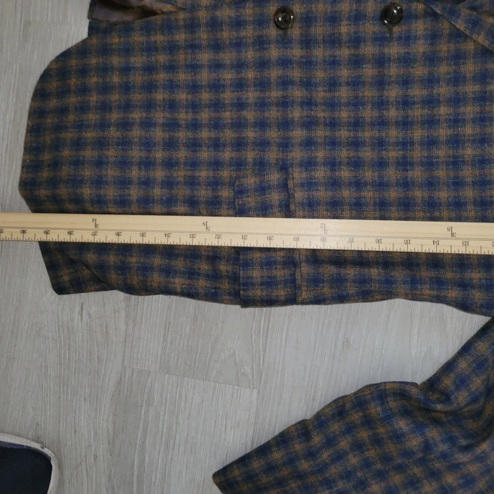 Holland & Sherry Plaid Blue Wool Blazer Balani Suit‎ Jacket 42 Office Career